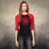 Targaryen Sigil Game of Thrones Women's Fitted 3/4 Sleeve Top in Red and Black.