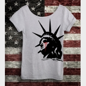 Lady Liberty Crying Women's Off the Shoulder Slouchy Tee