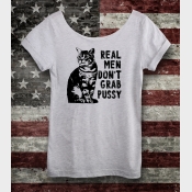 Real Men Don't Grab Pussy Women's Off the Shoulder Slouchy Tee