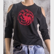 Cold Shoulder Targaryen Sigil Game of Thrones Women's Shirt 3/4 Sleeve