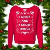 Game of Thrones Ugly Christmas Sweater "I Drink and I Know Things" Slouchy Style