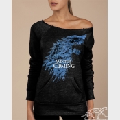 Winter Is Coming Game of Thrones Women's Sweatshirt. "Maniac" Off-The-Shoulder